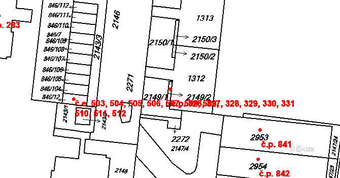 Kohoutovice 326,327,328,329,330,, Brno na parcele st. 1312 v KÚ Kohoutovice, Katastrální mapa