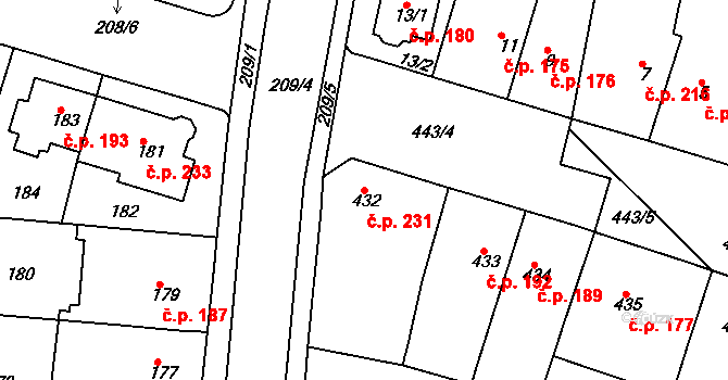 Řetenice 231, Teplice na parcele st. 432 v KÚ Teplice-Řetenice, Katastrální mapa