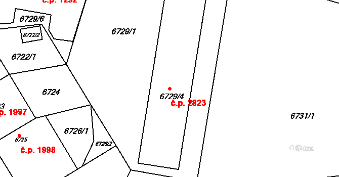 Frýdek 2823, Frýdek-Místek na parcele st. 6729/4 v KÚ Frýdek, Katastrální mapa