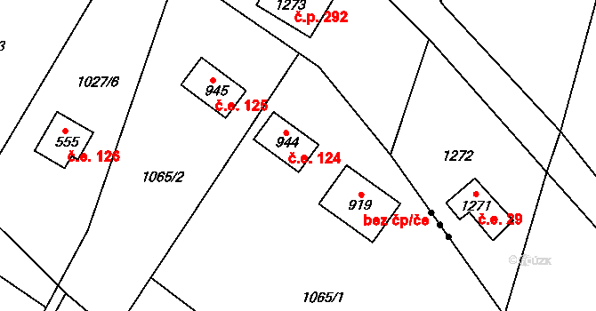 Skalice 124, Frýdek-Místek na parcele st. 944 v KÚ Skalice u Frýdku-Místku, Katastrální mapa
