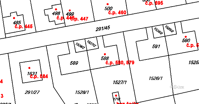 Blovice 579,580 na parcele st. 588 v KÚ Blovice, Katastrální mapa