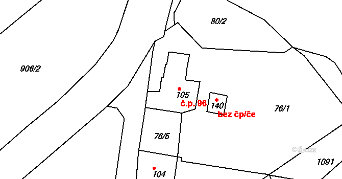 Libnov 96, Krajková na parcele st. 105 v KÚ Libnov, Katastrální mapa