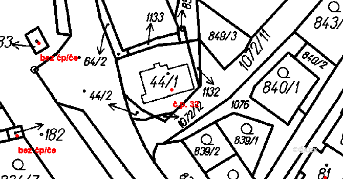 Hory 32, Oloví na parcele st. 44/1 v KÚ Hory u Oloví, Katastrální mapa