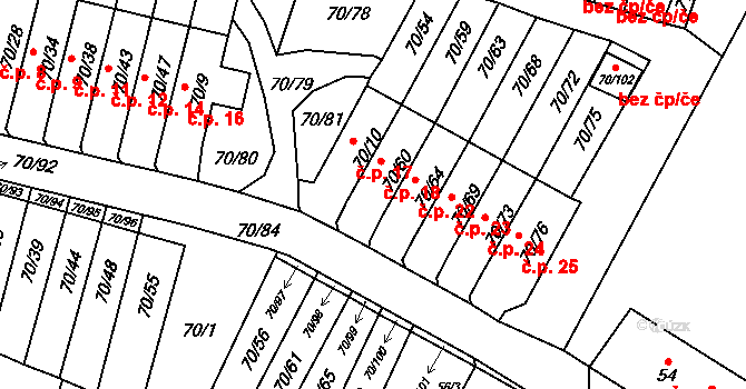 Místo 18 na parcele st. 70/60 v KÚ Místo, Katastrální mapa