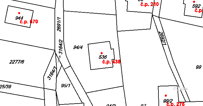 Černilov 438 na parcele st. 536 v KÚ Černilov, Katastrální mapa