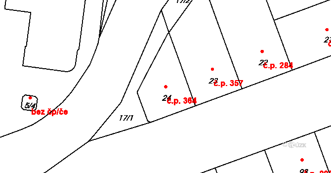 Nusle 364, Praha na parcele st. 24 v KÚ Nusle, Katastrální mapa
