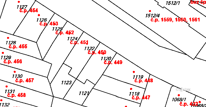 České Budějovice 5 449, České Budějovice na parcele st. 1120 v KÚ České Budějovice 5, Katastrální mapa