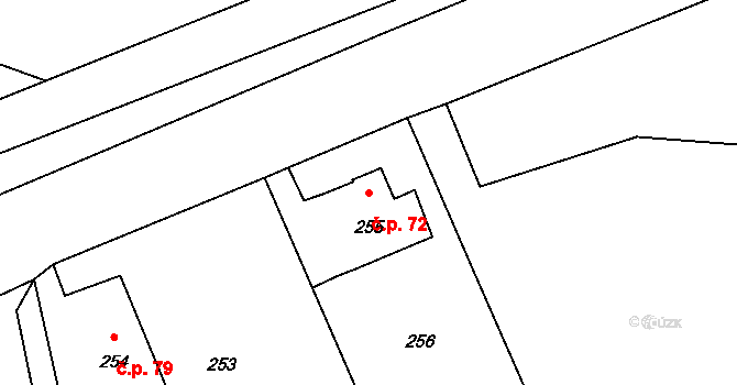Dubice 72, Česká Lípa na parcele st. 255 v KÚ Dubice u České Lípy, Katastrální mapa