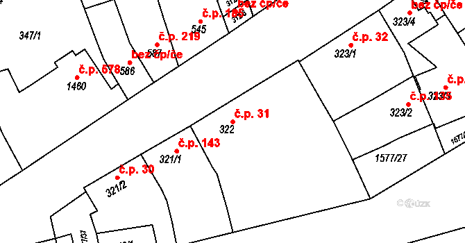 Litovel 31 na parcele st. 322 v KÚ Litovel, Katastrální mapa