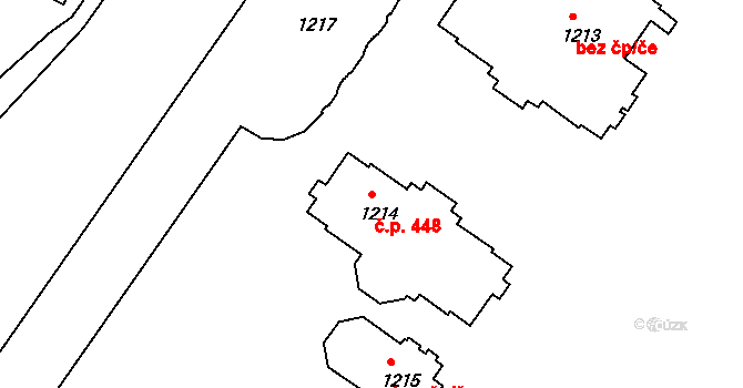 České Budějovice 3 448, České Budějovice na parcele st. 1214 v KÚ České Budějovice 3, Katastrální mapa