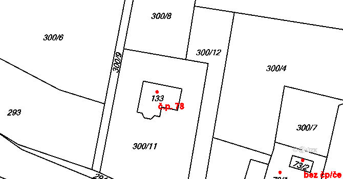 Milence 78, Dešenice na parcele st. 133 v KÚ Milence, Katastrální mapa