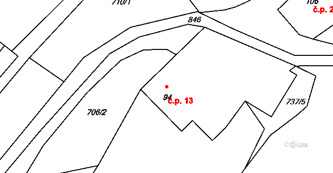 Ptýrovec 13, Ptýrov na parcele st. 94 v KÚ Ptýrov, Katastrální mapa