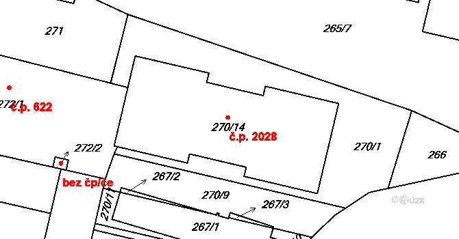 Modřany 2028, Praha na parcele st. 270/14 v KÚ Modřany, Katastrální mapa