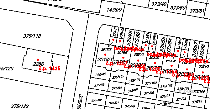 Starý Plzenec 1257 na parcele st. 2018/1 v KÚ Starý Plzenec, Katastrální mapa