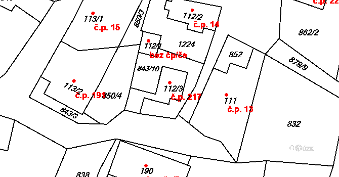 Šmolovy 217, Havlíčkův Brod na parcele st. 112/3 v KÚ Šmolovy u Havlíčkova Brodu, Katastrální mapa