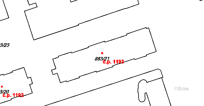 Vítkovice 1193, Ostrava na parcele st. 883/21 v KÚ Vítkovice, Katastrální mapa