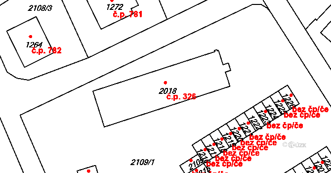 Pacov 326 na parcele st. 2018 v KÚ Pacov, Katastrální mapa
