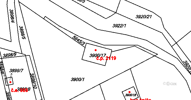 Velké Meziříčí 2119 na parcele st. 3900/17 v KÚ Velké Meziříčí, Katastrální mapa