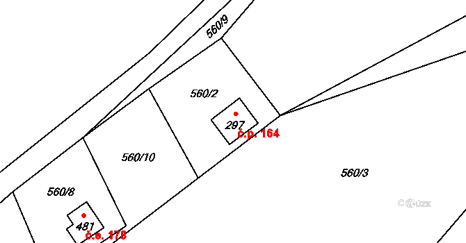 Tyra 164, Třinec na parcele st. 297 v KÚ Tyra, Katastrální mapa