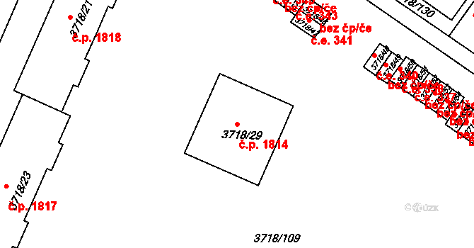 Předměstí 1814, Litoměřice na parcele st. 3718/29 v KÚ Litoměřice, Katastrální mapa