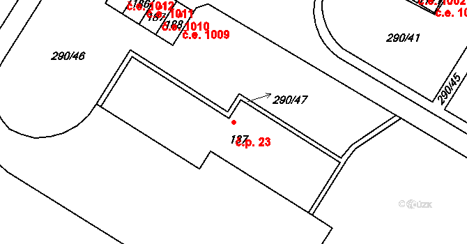Hrušovany 23 na parcele st. 137 v KÚ Hrušovany u Chomutova, Katastrální mapa