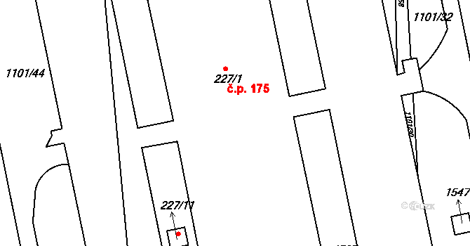 Semanín 175 na parcele st. 227/1 v KÚ Semanín, Katastrální mapa