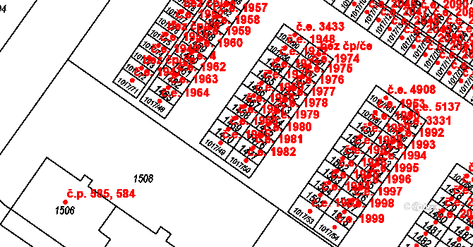 Bukov 1967, Ústí nad Labem na parcele st. 1469 v KÚ Bukov, Katastrální mapa