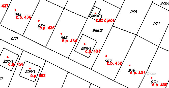 Bylnice 433, Brumov-Bylnice na parcele st. 966/3 v KÚ Bylnice, Katastrální mapa