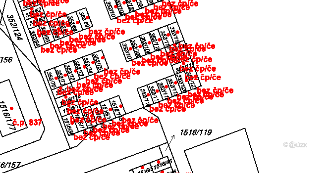 Březnice 38610051 na parcele st. 352/118 v KÚ Březnice, Katastrální mapa