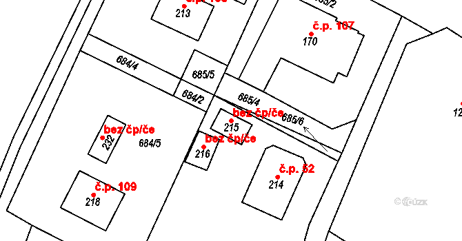Ždírec nad Doubravou 38708051 na parcele st. 215 v KÚ Horní Studenec, Katastrální mapa