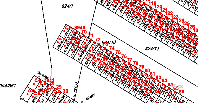 Šumbark 74, Havířov na parcele st. 764 v KÚ Šumbark, Katastrální mapa