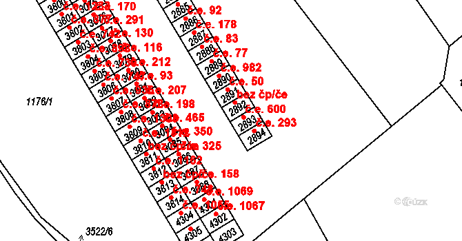 Aš 38789051 na parcele st. 2892 v KÚ Aš, Katastrální mapa