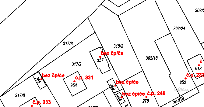Hrob 39113051 na parcele st. 357 v KÚ Hrob, Katastrální mapa