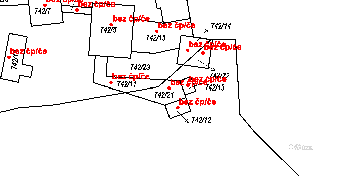 Zaječov 40591051 na parcele st. 742/21 v KÚ Kvaň, Katastrální mapa