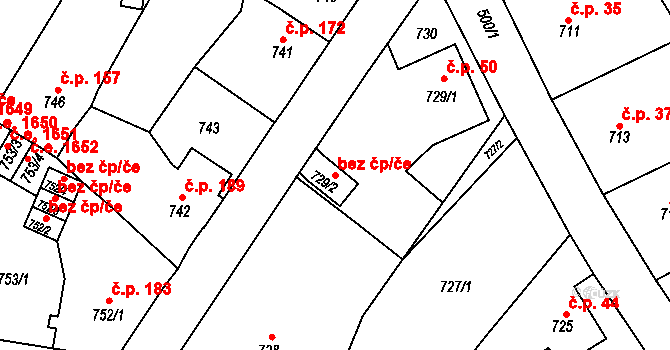 Děčín 40689051 na parcele st. 729/2 v KÚ Boletice nad Labem, Katastrální mapa