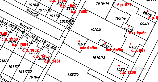 Bystřice pod Hostýnem 41027051 na parcele st. 1291 v KÚ Bystřice pod Hostýnem, Katastrální mapa