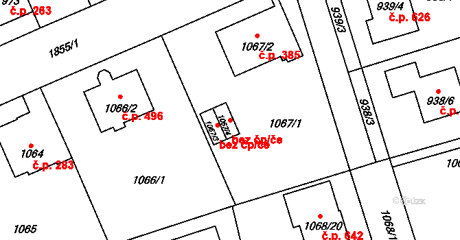Plzeň 41621051 na parcele st. 1067/4 v KÚ Bručná, Katastrální mapa