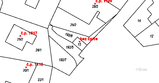 Uničov 41797051 na parcele st. 15 v KÚ Dolní Sukolom, Katastrální mapa