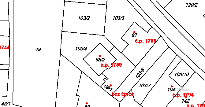 Havlíčkův Brod 41829051 na parcele st. 68/1 v KÚ Perknov, Katastrální mapa