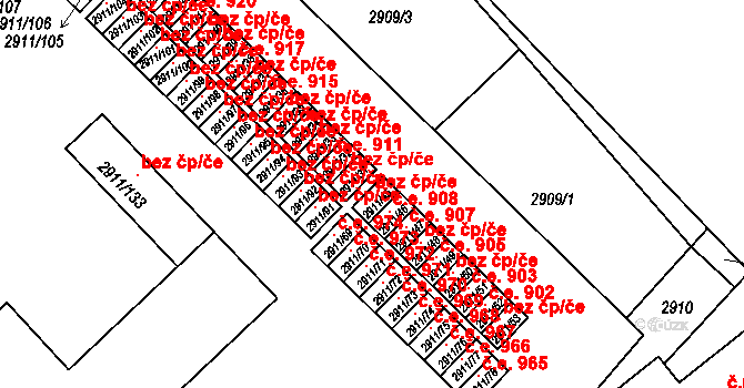 Roudnice nad Labem 43374051 na parcele st. 2911/45 v KÚ Roudnice nad Labem, Katastrální mapa