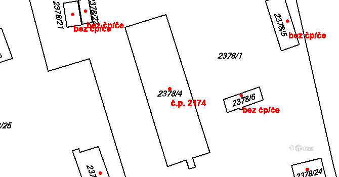 Horní Litvínov 2174, Litvínov na parcele st. 2378/4 v KÚ Horní Litvínov, Katastrální mapa