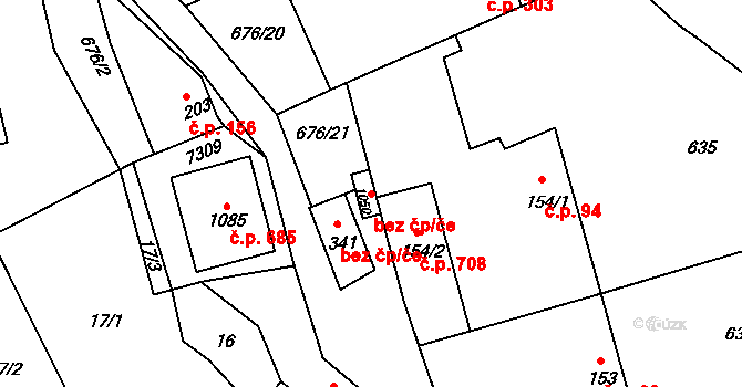 Zlín 44563051 na parcele st. 1050 v KÚ Prštné, Katastrální mapa