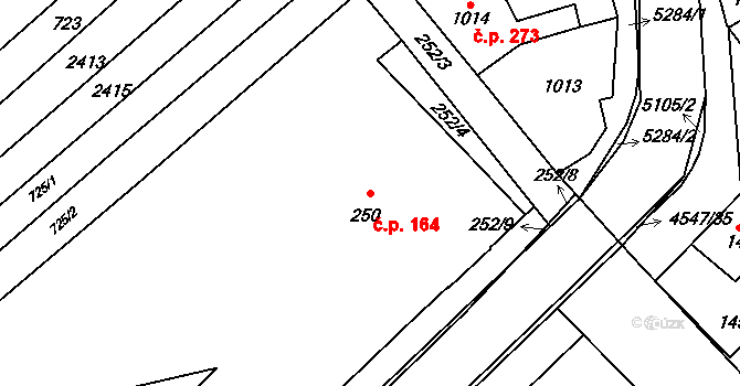 Chylice 164, Ostrožská Nová Ves na parcele st. 250 v KÚ Chylice, Katastrální mapa