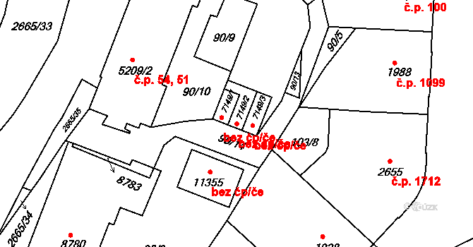 Pardubice 48324051 na parcele st. 7149/2 v KÚ Pardubice, Katastrální mapa