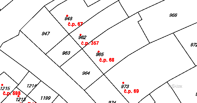 Nivnice 68 na parcele st. 965 v KÚ Nivnice, Katastrální mapa