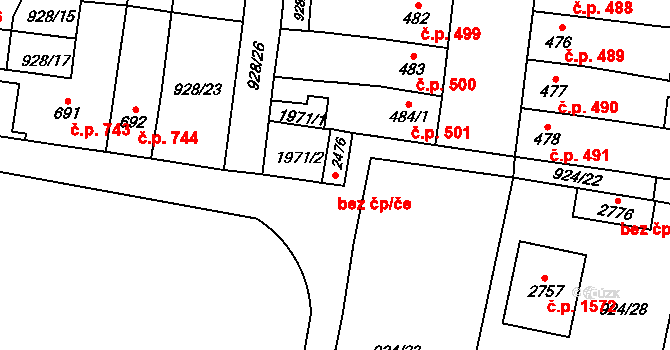 Přelouč 50018051 na parcele st. 2476 v KÚ Přelouč, Katastrální mapa
