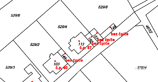 Černice 87, Horní Jiřetín na parcele st. 113 v KÚ Černice u Horního Jiřetína, Katastrální mapa
