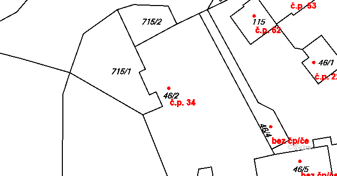 Lhota u Chroustovic 34, Chroustovice na parcele st. 46/2 v KÚ Lhota u Chroustovic, Katastrální mapa