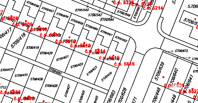Jihlava 5615 na parcele st. 5706/715 v KÚ Jihlava, Katastrální mapa