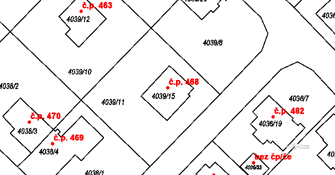 Choceňské Předměstí 468, Vysoké Mýto na parcele st. 4039/15 v KÚ Vysoké Mýto, Katastrální mapa